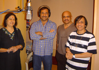 Singer Sudhesh Bhosale with Ventriloquist and Puppeteer Ramdas Padhye and Aparna Padhye