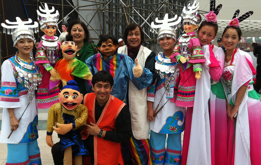 Ramdas, Aparna and Satyajit at World Puppetry Carnival in Chengdu China