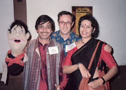 Ronn Lucas with Ventriloquist Ramdas Padhye and wife Aparna