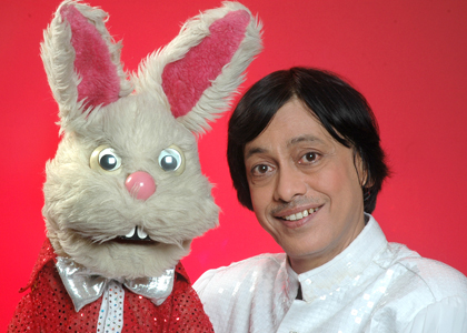 Ventriloquist Ramdas Padhye with his puppet Bunny the Rabbit from Lijjat Papad