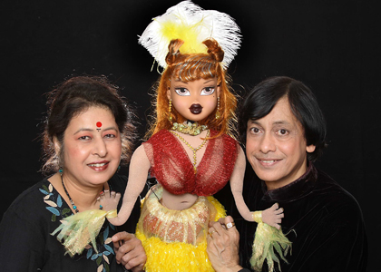 Ventriloquist and Puppeteer Ramdas Padhye with his wife Aparna Ramdas